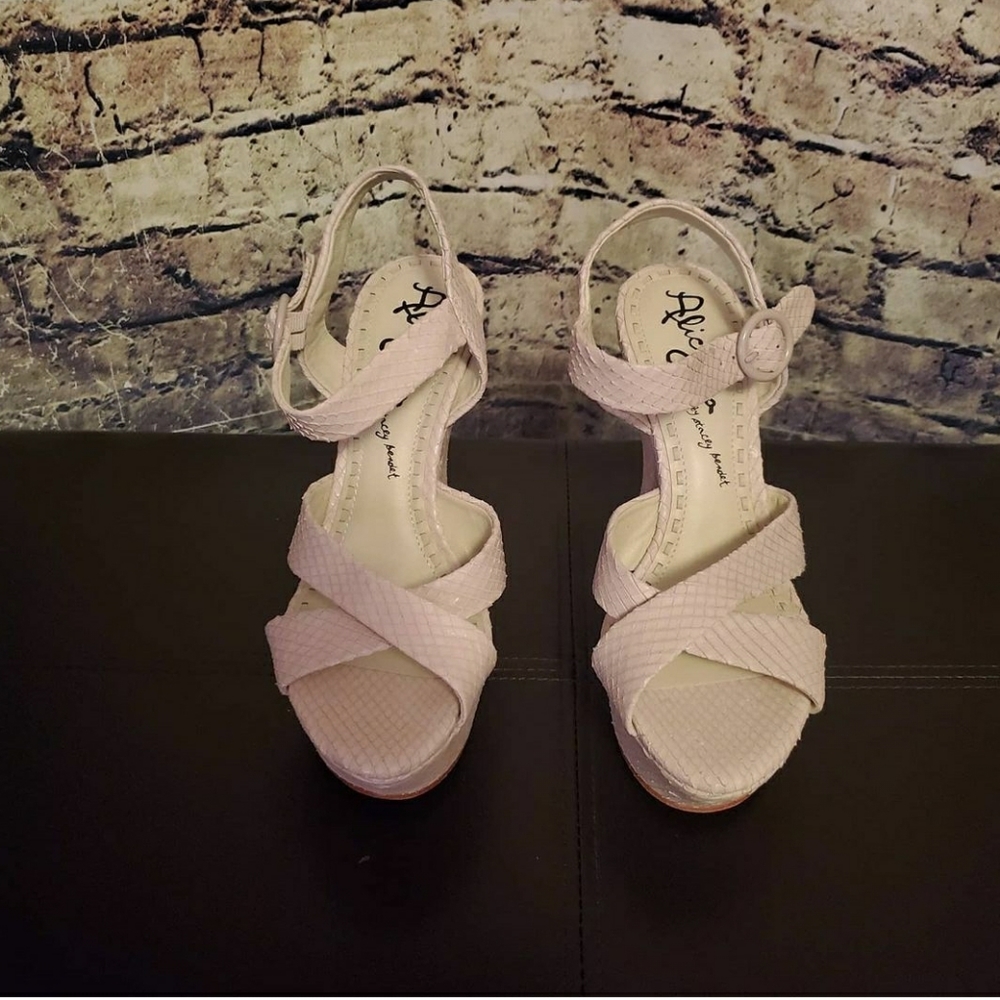 White Leather Wedge Sandals